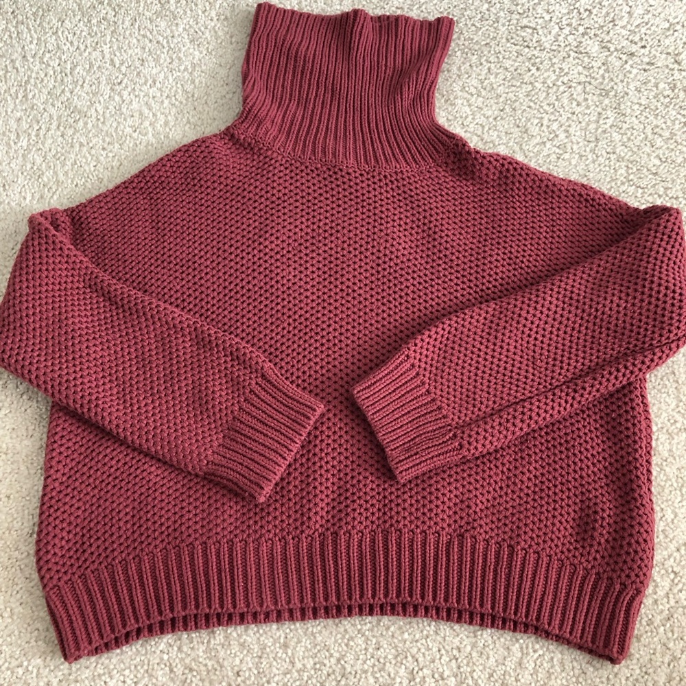 Forever 21 Red Cowl Neck Sweater with Textured Knit